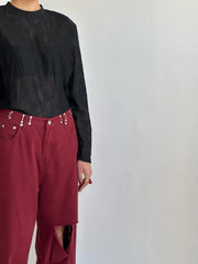 מכנס גינס ליהי בורדו