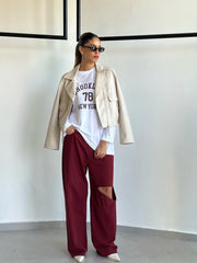 מכנס גינס ליהי בורדו