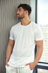 חולצת פשתן צווארון נקי