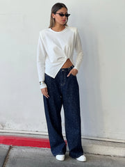 מכנס גינס רויאל אבנים בלו ווש