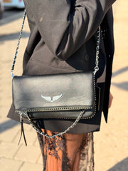 תיק כנפיים שילוב כסף