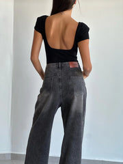 מכנס גינס לואי אפור כהה