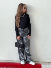 מכנס גינס ליב שחור ילדות