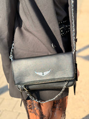 תיק כנפיים שילוב כסף