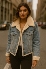 ג׳קט ג׳ינס משולב פרווה