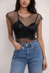 טופ רשת שרוול קצר