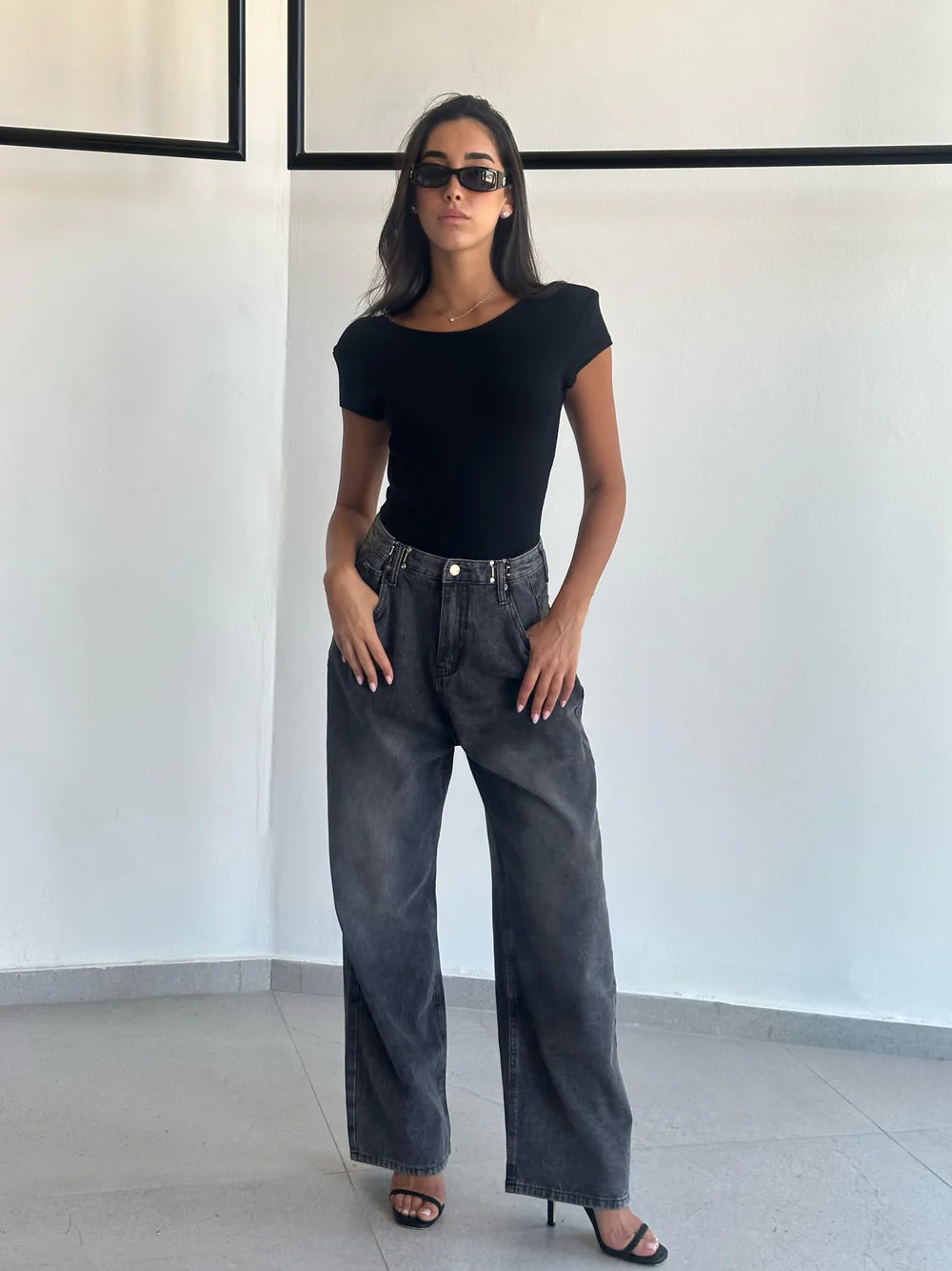 מכנס גינס לואי אפור כהה