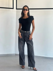 מכנס גינס לואי אפור כהה