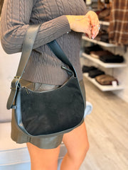 תיק זמש משולב עור