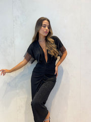 שמלה שרוול קטן אבנים